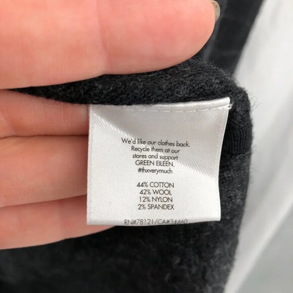 Eileen Fisher wool blend lagenlook career‎ lady jacket cardigan sweater black S